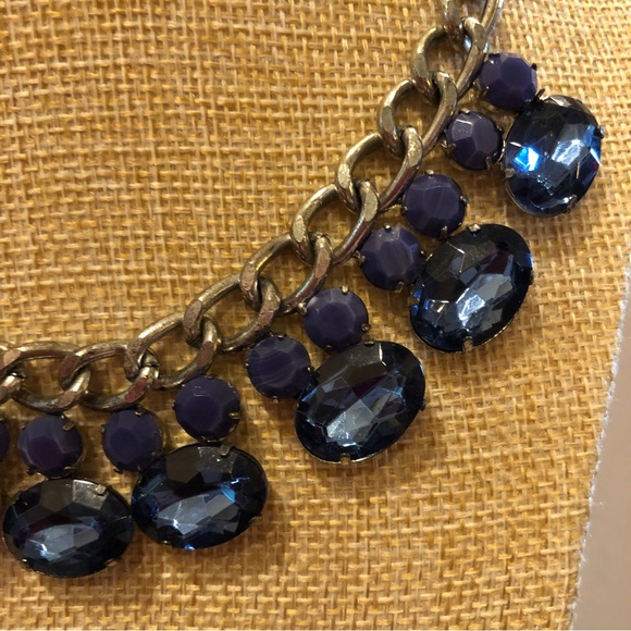 New Chico’s Statement Necklace- antiqued silver with bright blue cut crystals - Picture 6 of 8